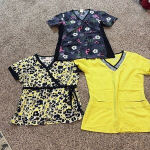 Bundle of three scrub tops, all namebrand, all size extra small
